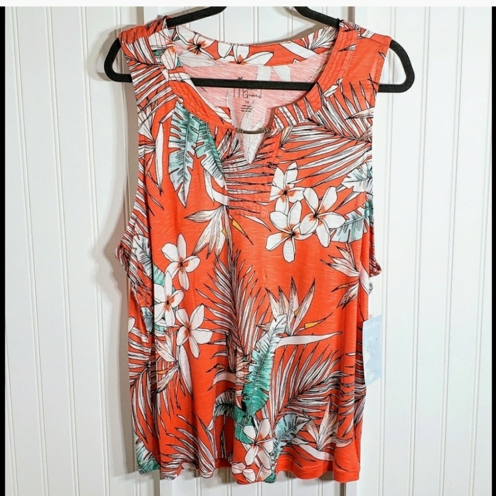 Palm Grove Brand New With Tags Sleeveless Top Tank Size 1X Coral Orange …